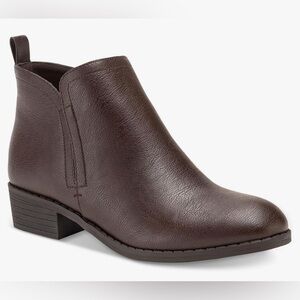 Sun & Stone Cadee Womens Faux Leather Zipper Ankle Boots Brown size 8 NEW IN BOX